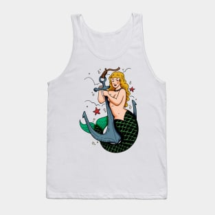 Mermaid and Anchor Vintage Tattoo Tank Top